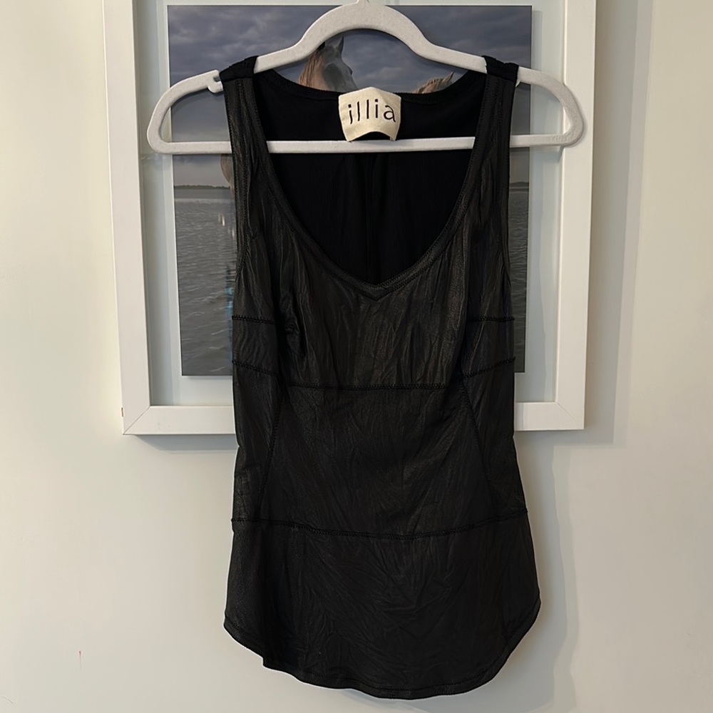 ILIIA Black Leather Fitted Tank Top